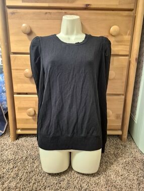Express Black Puff Sleeve Crewneck Sweater Size M
